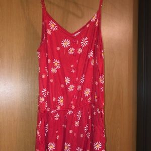 Red floral romper